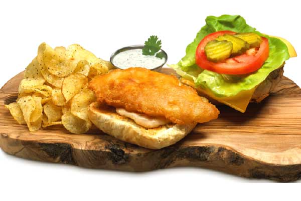 Eastern Fish Battered Pollock on Brioche & Homemade Chips