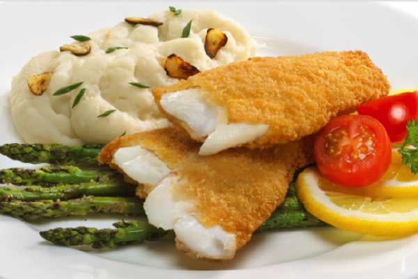 Panko Breaded Haddock with Garlic Mashed and Roasted Asparagus